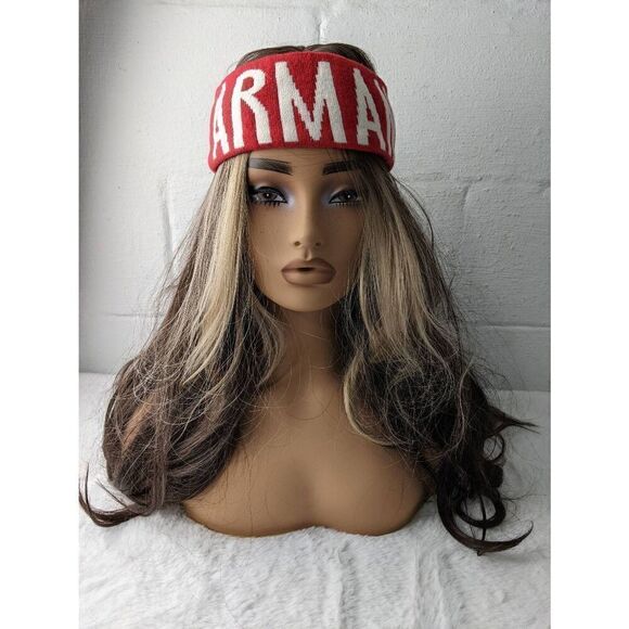 Vintage Armani Exchange Red‎ Off White Headband Winter Knitwear Ear Warmers - Picture 3 of 7